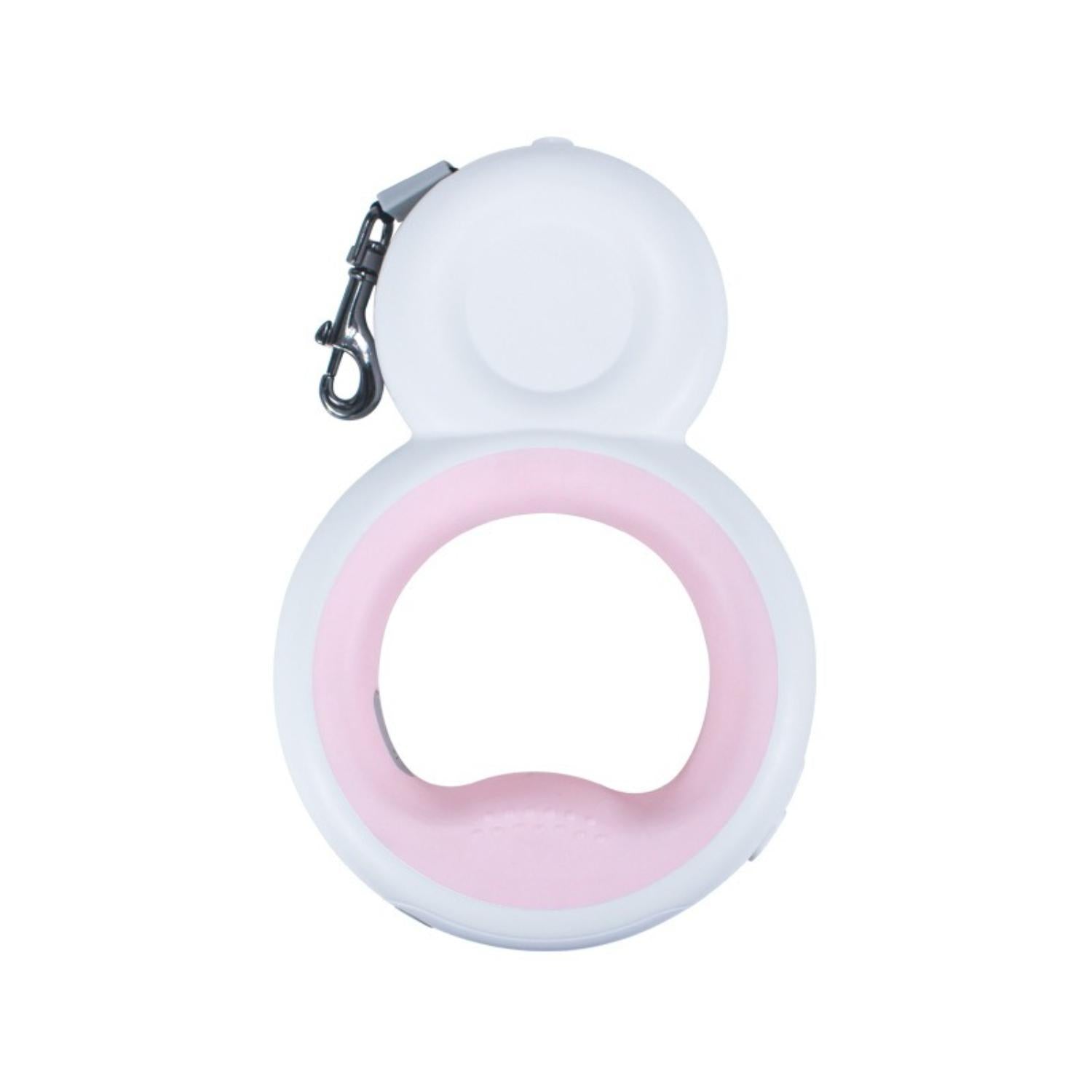 honden intrekbare touwlijn wit roze met nachtlampje